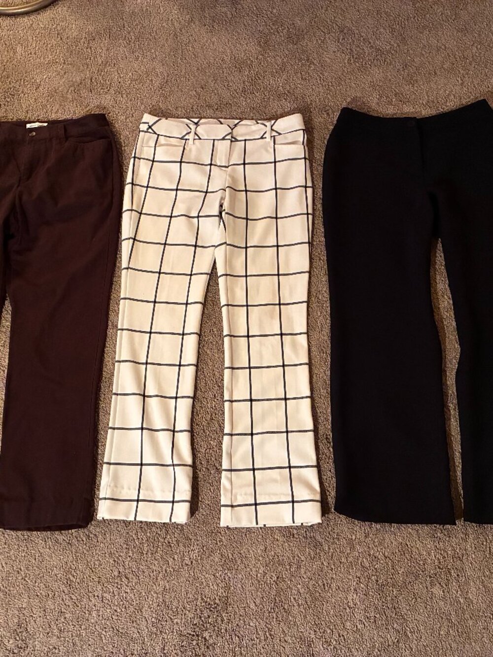 Lot of 3 Women's Size 4 DRESS PANTS Navy/Brown/Checkered (Blue/White)
